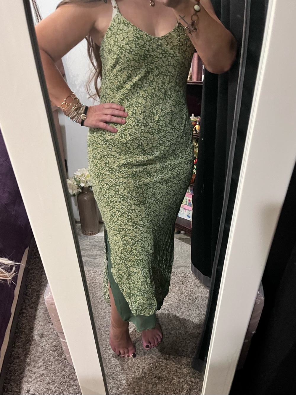 American Eagle Outfitters Green Floral Maxi Dress